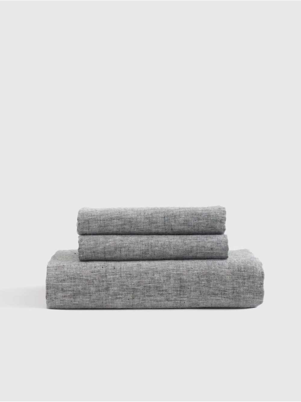 Quince European Linen charcoal chambray queen sheet set